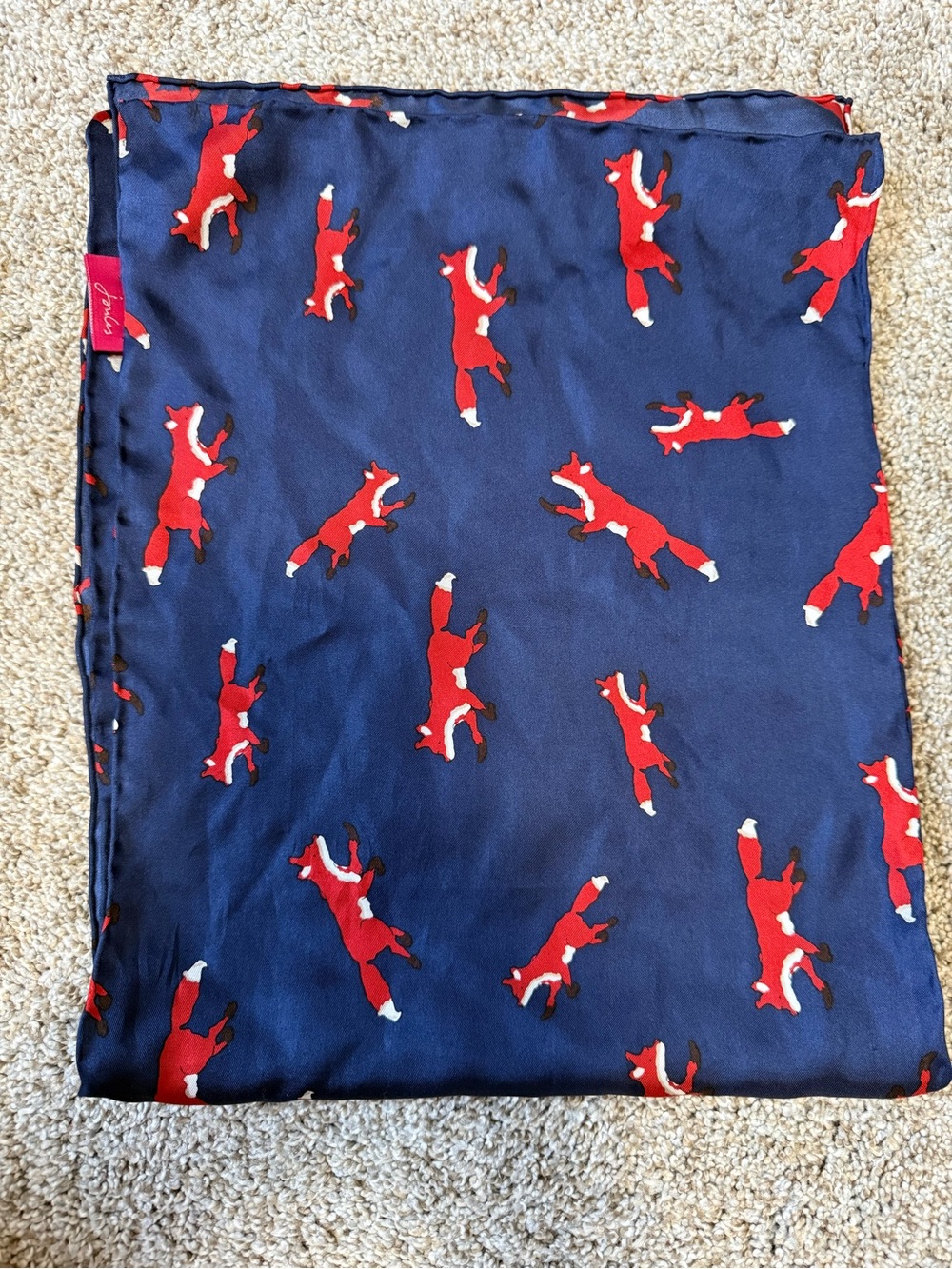 Joules silk fox print scarf